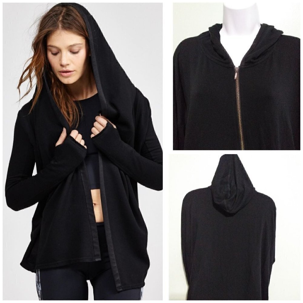 Nesh NYC Womens hoodie  L soft casual workout yoga black stretch y2k retro